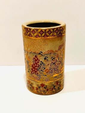 Antique Satsuma Chopstick Holder Asian Hand Painted 5”